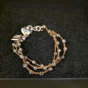 Brighton "Karma" Brown and Silver Multi-Strand Bracelet With Crystal Beads